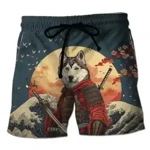 Warrior Wolf Samurai Kanagawa Wave Men's Shorts